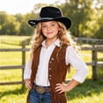 thumbnail image 4 of Glitter Rhinestone Cowboy Hat for Kids Wide Brim Suede Star Western Cowgirl Hat for Party Costume Dress Up,One Size, 4 of 5