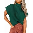 thumbnail image 1 of Débardeur Sans Manches pour Femmes Col Montant Manches Courtes Tricot Chandail Vert P, 1 of 6