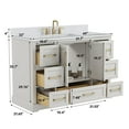 thumbnail image 3 of Deluxe Living 48" Bathroom Vanity with Marble Top, Fully-Assembled vanity with Ceramic Sink,Solid Wood Frame,Greige White, 3 of 9