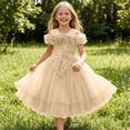 thumbnail image 5 of ATOGUTA Party Dresses for Girls Beige Sleeveless Tulle Long Formal Wedding Pageant Party Fancy Princess Ball Gown Dresses 7-13, 5 of 6