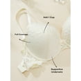 thumbnail image 3 of Deyllo Women's Lace Push Up Padded Plunge Add Cups Underwire Lift Up Bra, Ivory 36B, 3 of 7