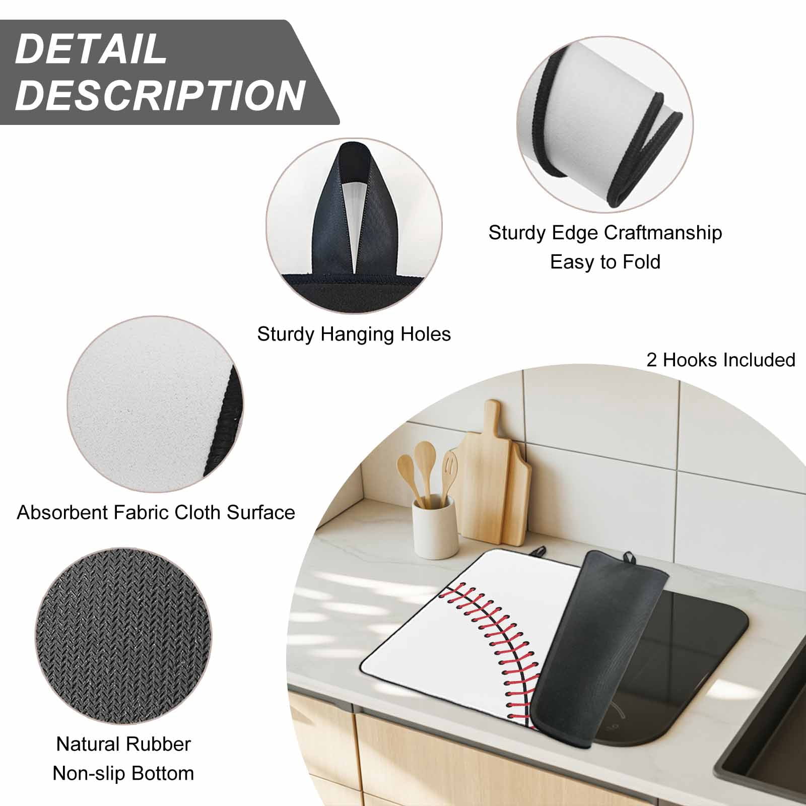 Baseball Stove Top Cover for Electric Stove, Heat-proof & Non Slip Glass Top Stove Cover Protector, Modern Minimalist Red Lines Kitchen Flat Cooktop Rubber Mat 24x21 Inches