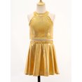 thumbnail image 5 of Miutii Kids Shiny Jazz Disco Outfits Cheer Outfit Hip Hop Dance Dress Sets for Competitions Cha-cha Gold 2-6, 5 of 6