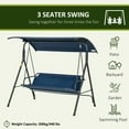 thumbnail image 6 of Outsunny Outdoor Patio Swing Chair, Seats 3 Adults, Includes Stand, Adjustable Sun Shade Canopy, Steel Frame, Shaded Bench, Dark Blue, 6 of 9