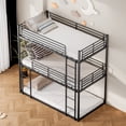 thumbnail image 3 of Leumius Triple Bunk Bed for 3 Kids/Teens,Bunk Bed Twin Over Twin Over Twin,Heavy Duty Metal Bed Frame with Guardrail and Ladder, No Box Spring Needed,Black, 3 of 10