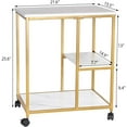 thumbnail image 5 of SOGES 3-Tier Storage Cart with Wheels, Mobile 3 Shelves End Table, Rolling kitchen Cart with Storage Shelves, Gold Side Table Organizer Shelf for Living Room, 5 of 7