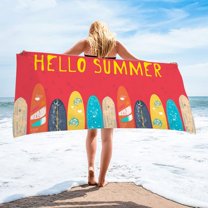 Holloyiver Microfiber Oversized Lightweight Beach Towel for Adults Kid, Reversible 30 x 60 Inch Extra Large Thin Quick Dry Sand Free Pool Towels for Travel Sport Camping Picnic Yoga Gym