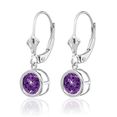 thumbnail image 3 of 14K Solid White Gold 6mm Purple Amethyst Drop Dangle Earrings Gemstone February Birthstone Jewelry, 3 of 10