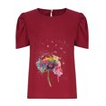 thumbnail image 5 of Mujeres Casual de manga corta de impresión plisada corta cuello redondo camiseta suelta blusa Tops OAVQHLG3B Store lin121212, 5 of 5