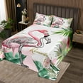 thumbnail image 2 of Erosebridal Romantic Flamingo Bedspread Sets King Size, Cartoon Animal Bed Quilt, Flower Palm Decor 3pcs, 2 of 5