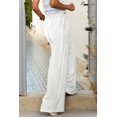 thumbnail image 3 of Pantalon Large à Taille Élastique Kaki Blanc pour Femmes, 3 of 4