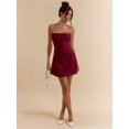 thumbnail image 2 of Burgundy Womens Backless Mini Dress With Cross-Back Tie Straps, Textured A-Line Fit For Party Or Date Night, 2 of 7