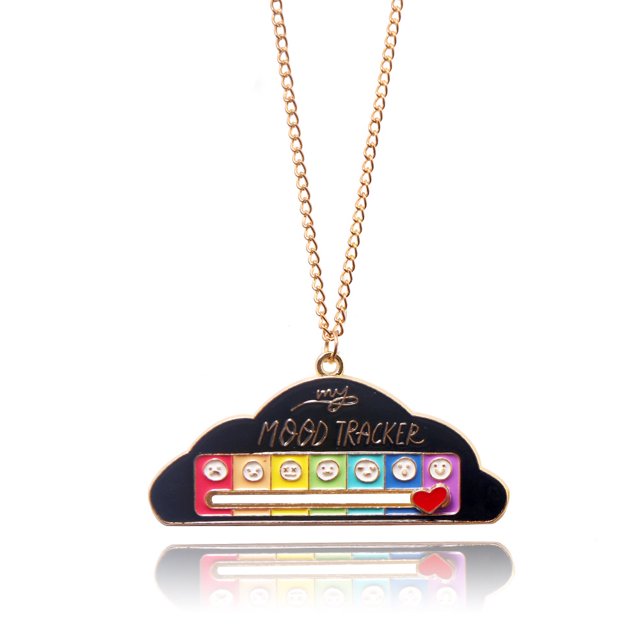 Llavero giratorio de arcoíris con diseño de margaritas y gestión del estado de ánimo, broche con insignia de expresión ajustable y poder social