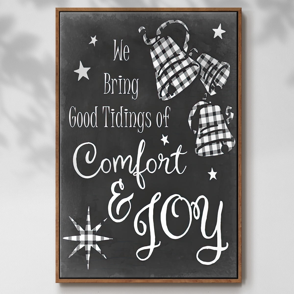Comfort and Joy - Framed Gallery Wrapped Holiday Canvas - 17 x 25 - Rosewood Frame
