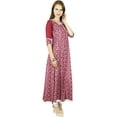 thumbnail image 3 of Bimba Maroon Kurti Long Flaired Rayon Kurta Indian Ethnic Formal Blouse, 3 of 6