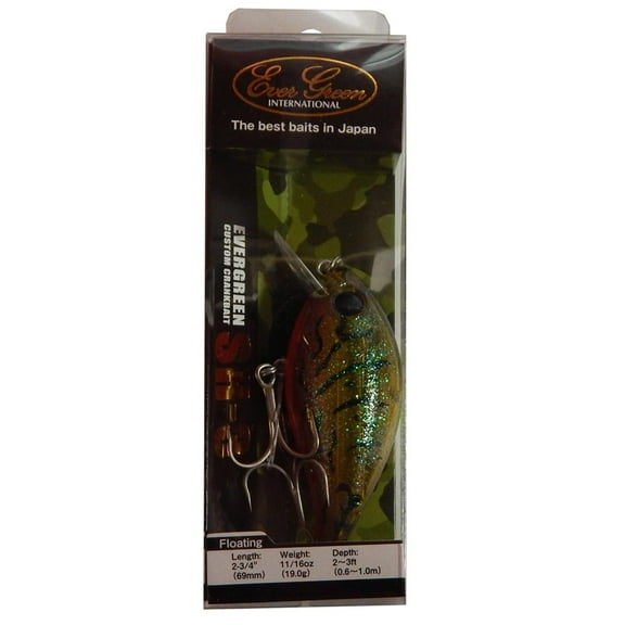 Ever Green SH-3 Crankbait 2.75" Lure 11/16 Ounce Olive Crawdad, SH-3-216