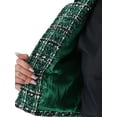 thumbnail image 5 of INSPIRE CHIC Tweed Cropped Jacket for Women's Stand Collar Double Breasted Office Elegant Plaid Blazer XL Green, 5 of 6