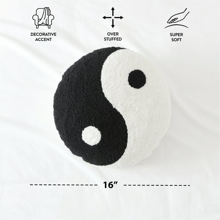 Mainstays 16" x 16" Yin-Yang Decorative Pillow, Black and White