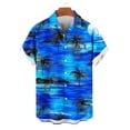 thumbnail image 4 of Men's Hawaiian Beach T Shirts Lapel Button Down Short Sleeve Shirts Men's Summer Casual Printed Turndown Lightweight Cool Comfy Vacation Tee Shirt Blouses, 4 of 6