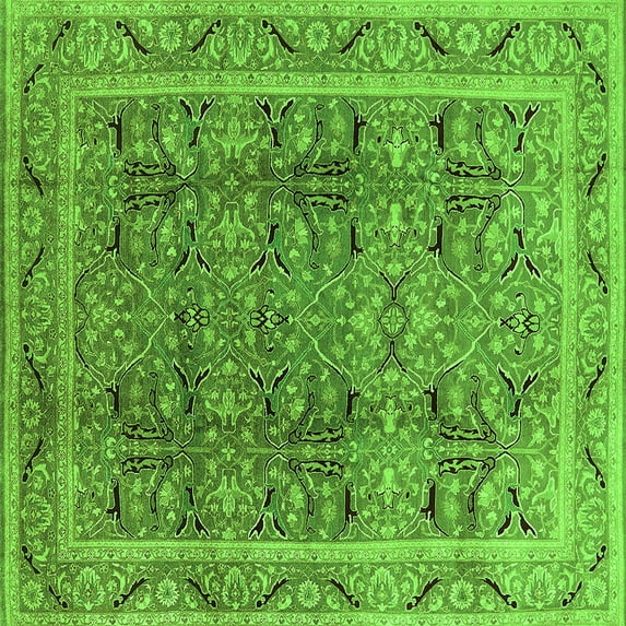 Ahgly Company Indoor Square Oriental Green Traditional Area Rugs, 8' Square
