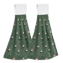 Yayeee Kitchen Hanging Hand Towels Set of 2 with Loop Bathroom Absorbent Tie Towel, Christmas Forest