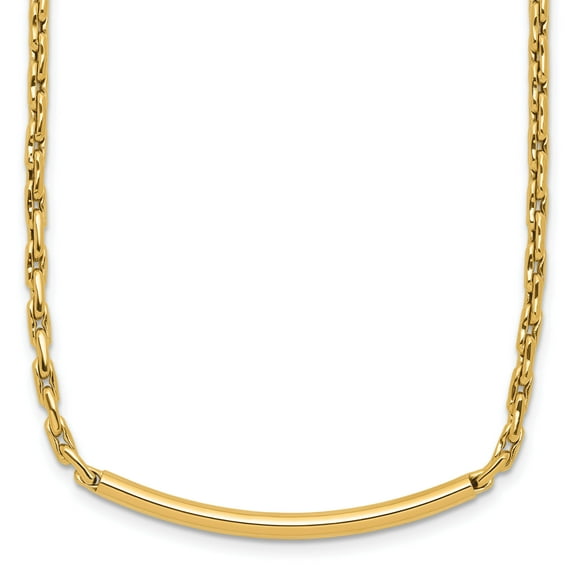 14K Polished Fancy Link Bar w/.5in ext. Necklace