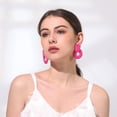 thumbnail image 2 of Drop Earrings for Women Boho Rattan Earrings Handmade Straw Wrapped Hoop Drop Earrings Summer Beach Earrings, 2 of 6