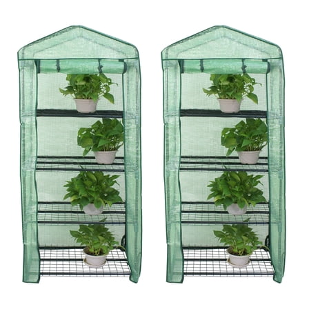 2PCS 4 Tiers Greenhouse Mini Portable Outdoor Gardening Protect Flower Plants