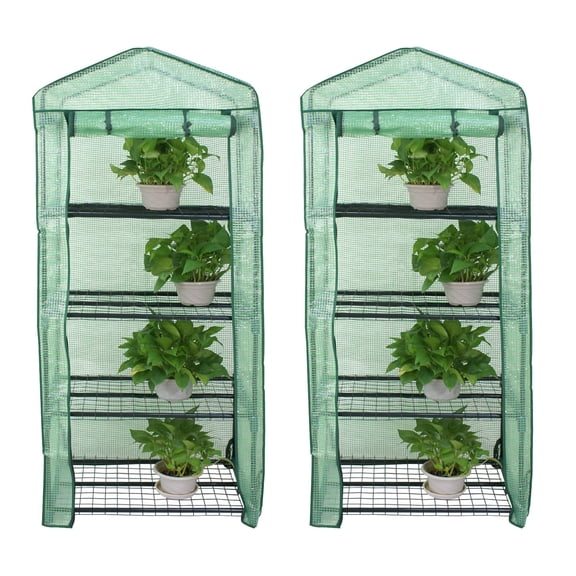 2PCS 4 Tiers Greenhouse Mini Portable Outdoor Gardening Protect Flower Plants