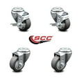 thumbnail image 2 of 3 Inch Thermoplastic Rubber Wheel Swivel Bolt Hole Caster Set with 2 Brake SCC, 2 of 2