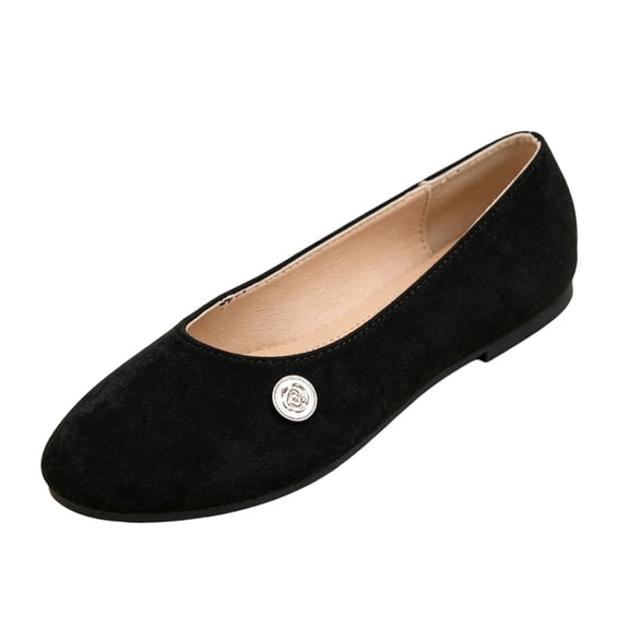 Flats for Women Slip On Closed Toe Round Toe Mary Jane Shoes Comfortable Walking Ballet Flats Summer Trendy Low Wedge Dolly Shoes Black 36