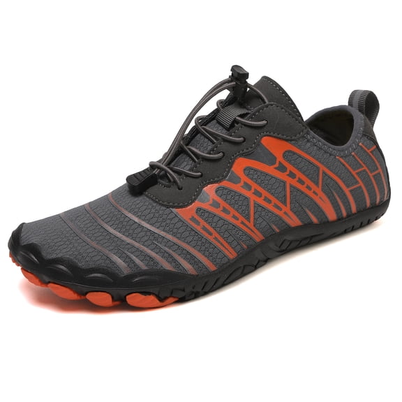 ChiVerve Hiking Barefoot Shoes for Women Men Breathable & Non-Slip Athletic Footwear Wide Toe Water Shoes, Designed for Walking & Running & Swimming | Gray Orange, 11 Men