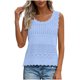 thumbnail image 4 of Camisola Beige Tops para las Mujeres Encaje Punto sin Mangas con Nervaduras Relajado Ajuste, Tela Abierta Sólida, Escote Escarpado / Doblado, 4 of 9