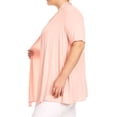 thumbnail image 3 of Women's Plus Size Short Sleeves Draped Open Front Solid Cardigan, 3 of 5