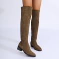 thumbnail image 2 of Gyexs Thigh High Boots for Women Wide Calf Low Heel Long Boots Pull on Pointed Toe Suede Boots with Side Zipper Coffee & Size 8, 2 of 9