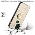 thumbnail image 3 of For Apple iPhone 14 Plus (6.7") Diamond 3D Bling Sparkly Glitter Ornaments Engraving Hybrid Ring Stand Fashion Cover ,Xpm Phone Case [ Gold Good Luck Floral ], 3 of 7