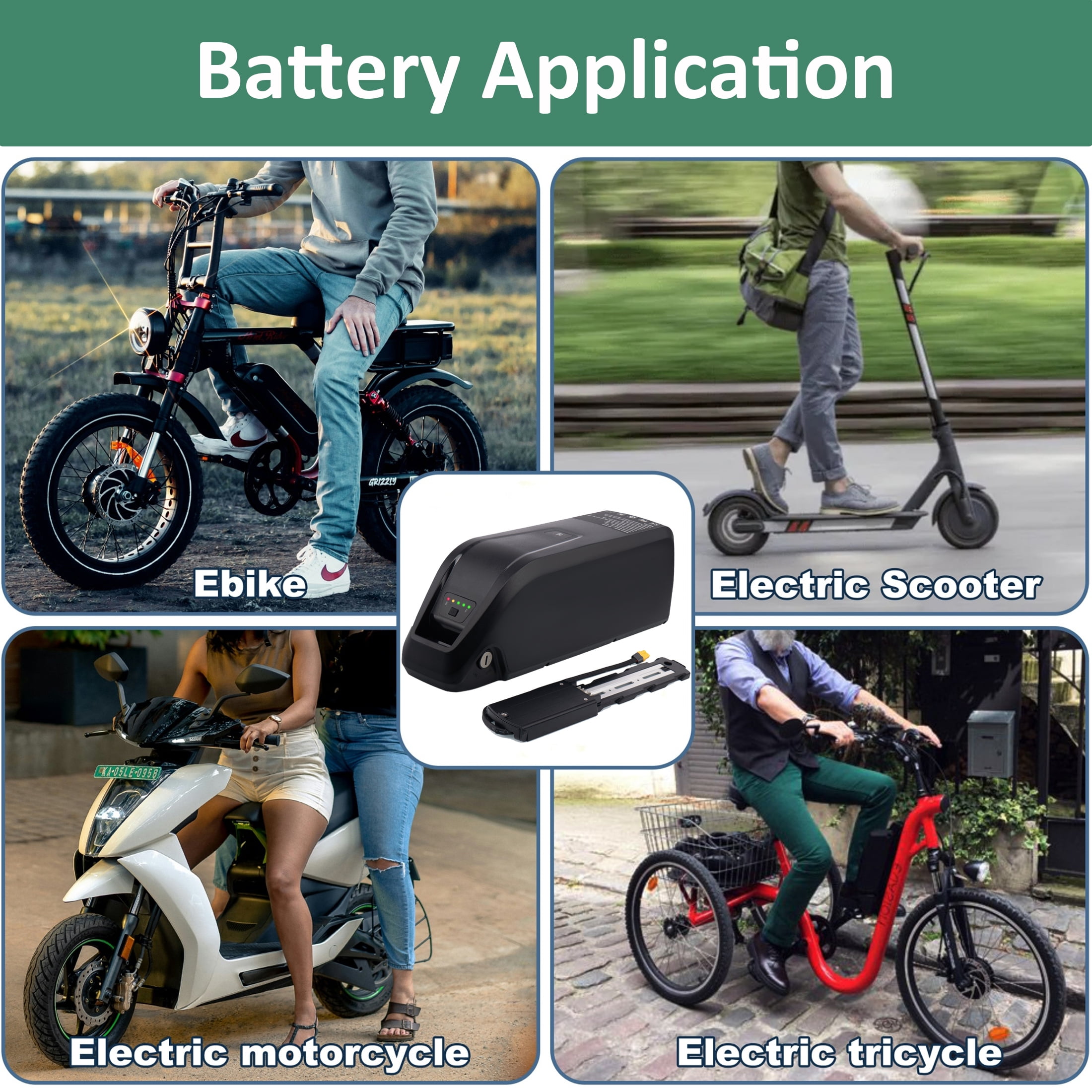5 Prong 36V 15Ah Ebike Battery Rechargeable Lithium Battery XT60 36V Battery for 1000W Adult Electric Bike