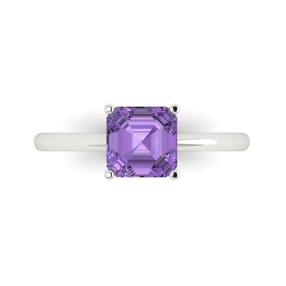 Solitaire Engagement Ring for Women - 1.5ct Simulated Alexandrite in 18K White Gold Promise Ring