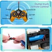Remote Control Excavator and Dump Truck Toy Set with Barricades, Road Signs, Lights Sounds, Birthday Gifts for 3-12 Year Boys Girls