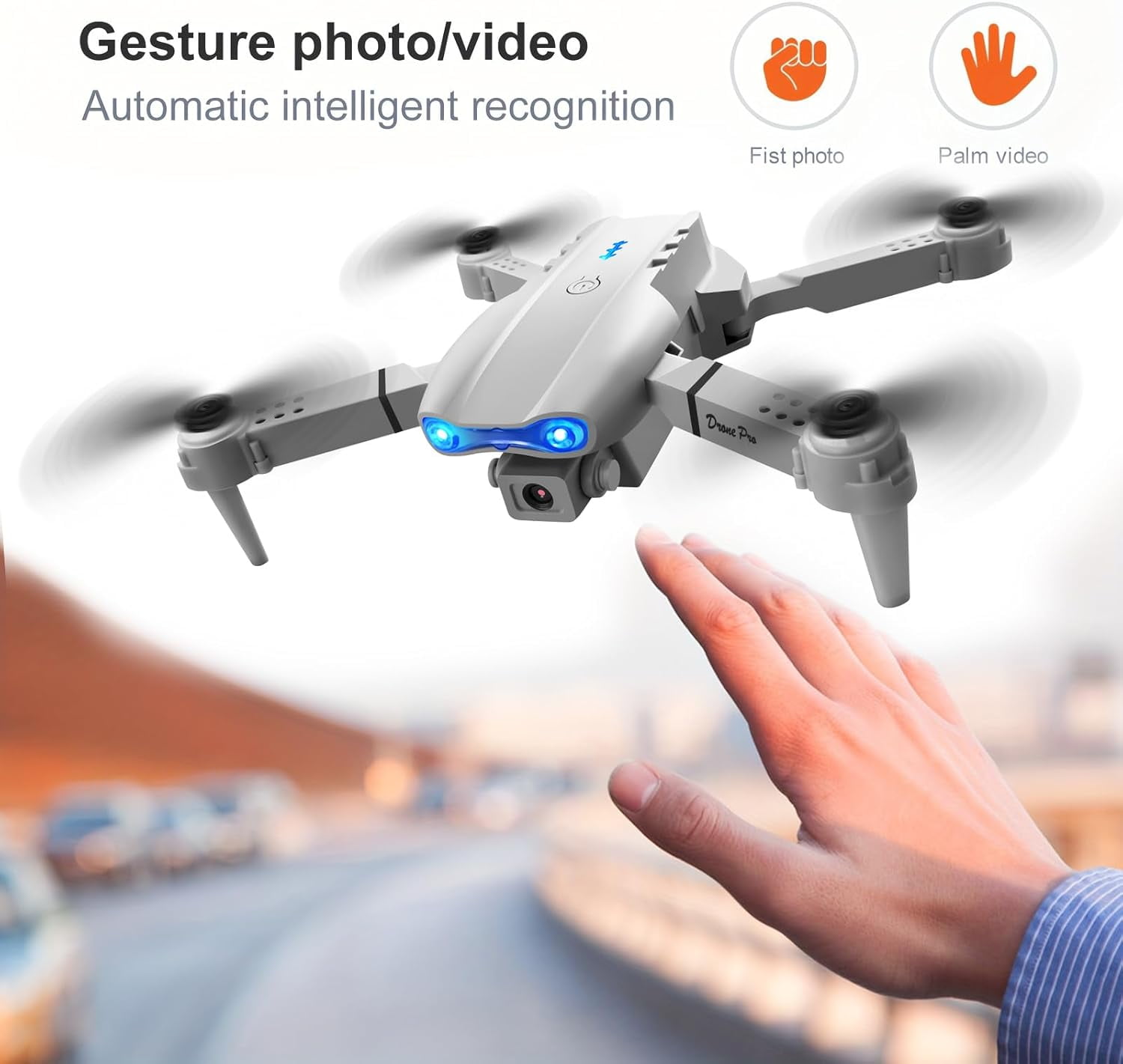BEEPRINCESS Drone with 4K HD Dual Camera for Adults Kids, RC Quadcopter with 2 Modular 1800mAh Batteries for 30 Mins Long Flight (Gray)
