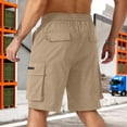 thumbnail image 3 of Nestiefly Mens Casual Sweat Cargo Cotton Shorts Drawstring Elastic Waist Athletic Workout Gym Jogger Shorts with Pockets Khaki 2XL, 3 of 3