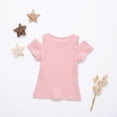 thumbnail image 4 of Summer Kids Baby Girls Candy Color Off-shoulder Short Sleeved T-shirt Cotton Clothes Tops, 4 of 4