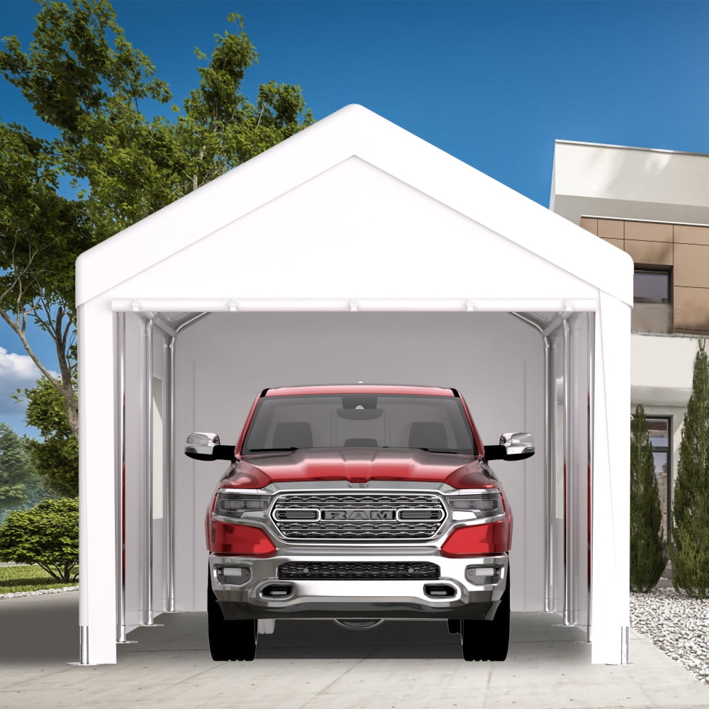 NOBOLEA Carport 12' x 20' Portable Garage, Heavy Duty Car Port Canopy with 2 Roll-up Doors & 4 Ventilated Windows for Car, Truck, Boat, Garden Tools