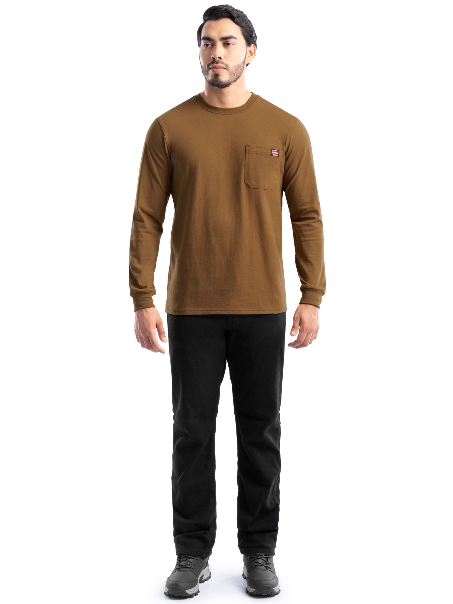 Wrangler Workwear Men's Long Sleeve Heavyweight Pocket T-Shirt, Size S-5XL (Men's and Big Men's)