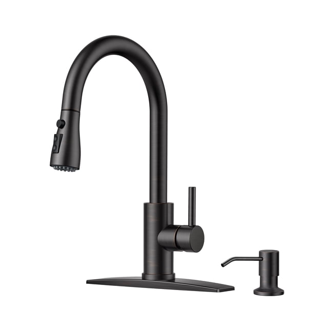 Grifo de cocina FORIOUS con dispensador de jabón de arco alto de una sola manija