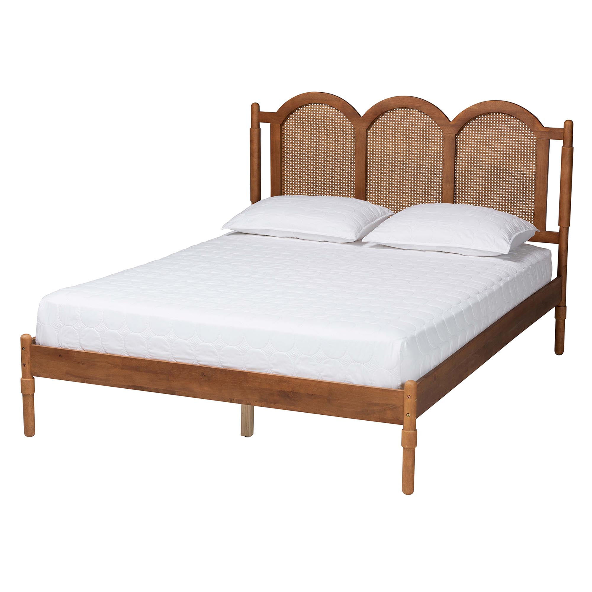 Baxton Studio Thatcher Mid-Century Platform Bed, Queen, Walnut Brown