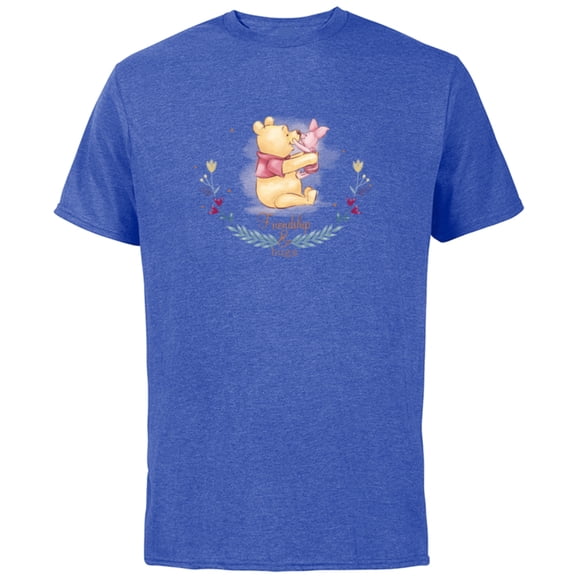 Disney Winnie the Pooh and Piglet Friendship and Hugs - Short Sleeve Cotton T-Shirt for Adults - Customized-Royal Heather