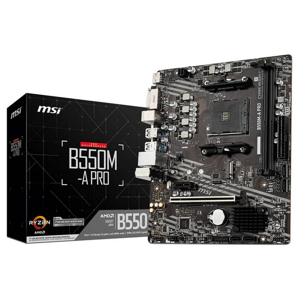T. Madre MSI B550M-A PRO, ChipSet AMD B550,Soporta: AMD Ryzen 3ra MSI B550M-A PRO