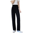 thumbnail image 3 of Women Wide Leg Pants with Pockets High Waist Stretch Dress Casual Flattering Fit Straight Leg Trousers by Yigetop Black L, 3 of 5