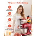 thumbnail image 4 of Red 6 Quart Upright Electric Kitchen Mixer 660 Watts 6 Speed Settings Plus P Setting Tilting Head with 1.6 Quart Mixing Cup Stainless Steel Bowl Dough Hook Whisk Mixing Paddle for Baking and Mixing, 4 of 6